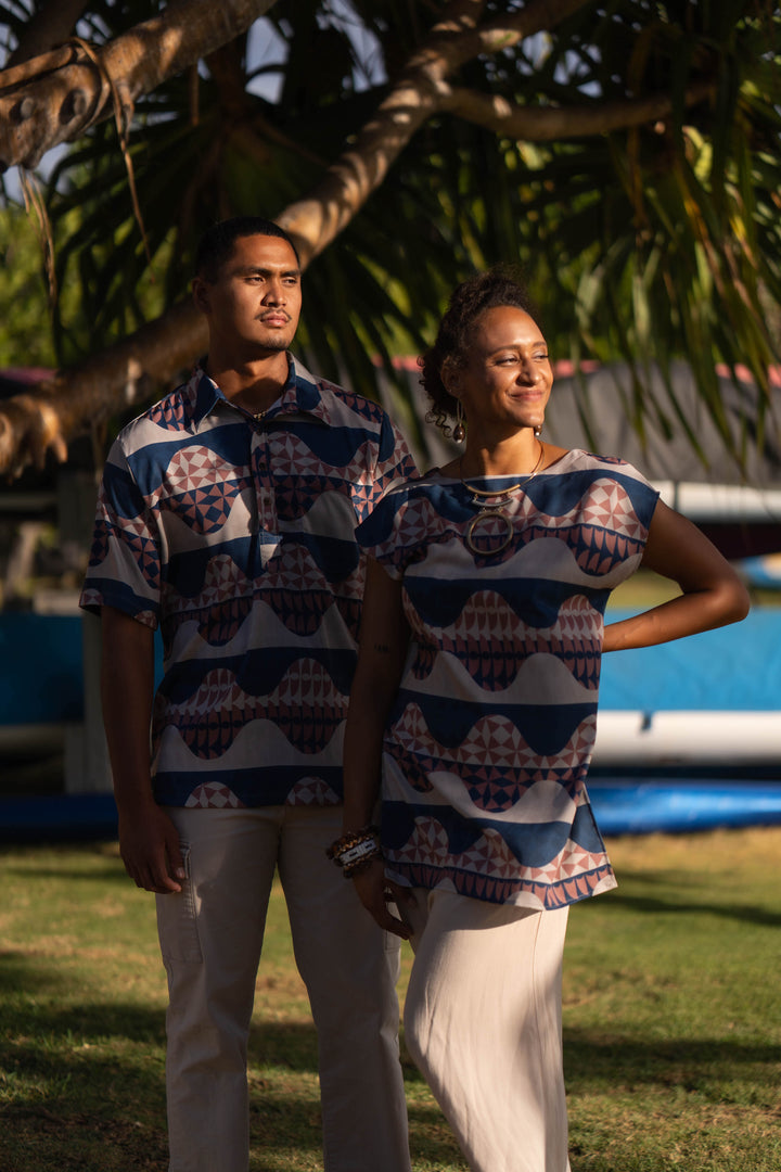 ʻOliʻoli Pullover Aloha Shirt in Au