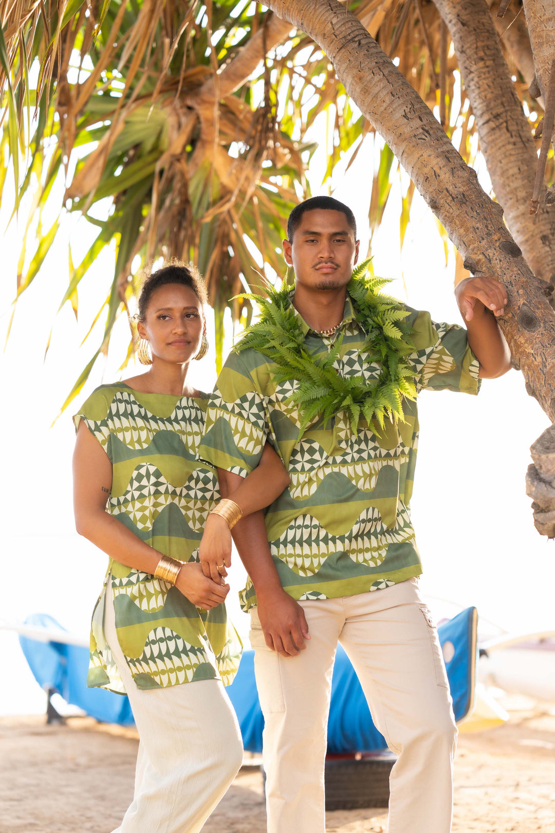 ʻOliʻoli Pullover Aloha Shirt in Motu