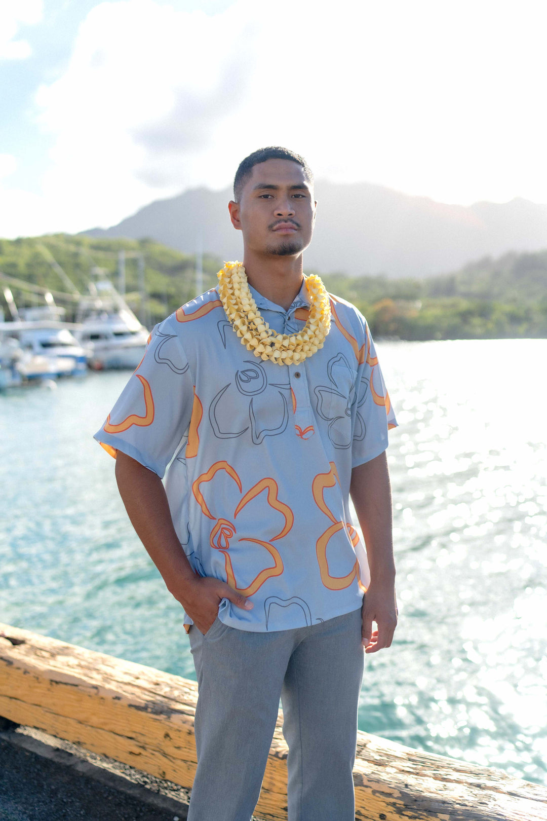 ʻOliʻoli Pullover Aloha Shirt in Hinahina