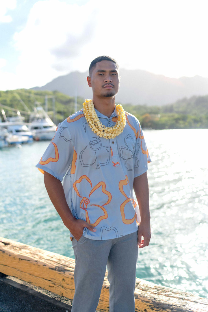 ʻOliʻoli Pullover Aloha Shirt in Hinahina