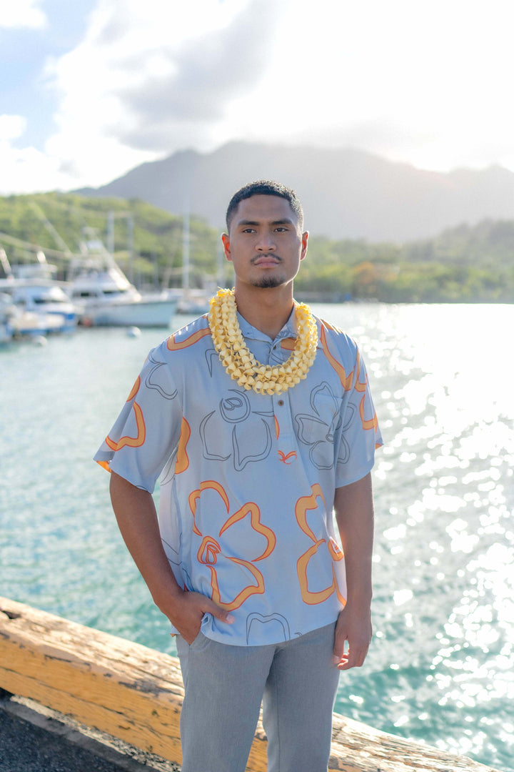 ʻOliʻoli Pullover Aloha Shirt in Hinahina