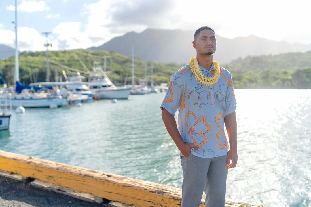 ʻOliʻoli Pullover Aloha Shirt in Hinahina