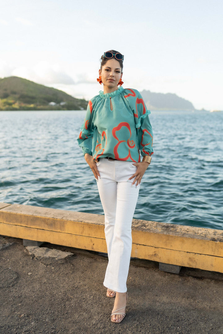 Ulumano Blouse in Kenikenialoha Aqua
