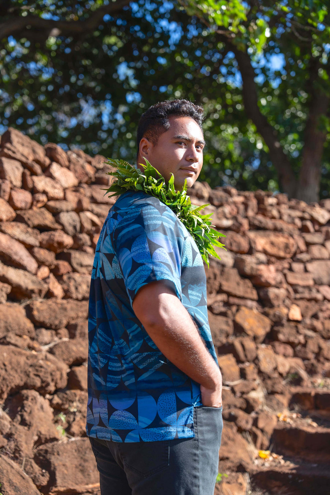 ʻOliʻoli Pullover Aloha Shirt in Kōnane