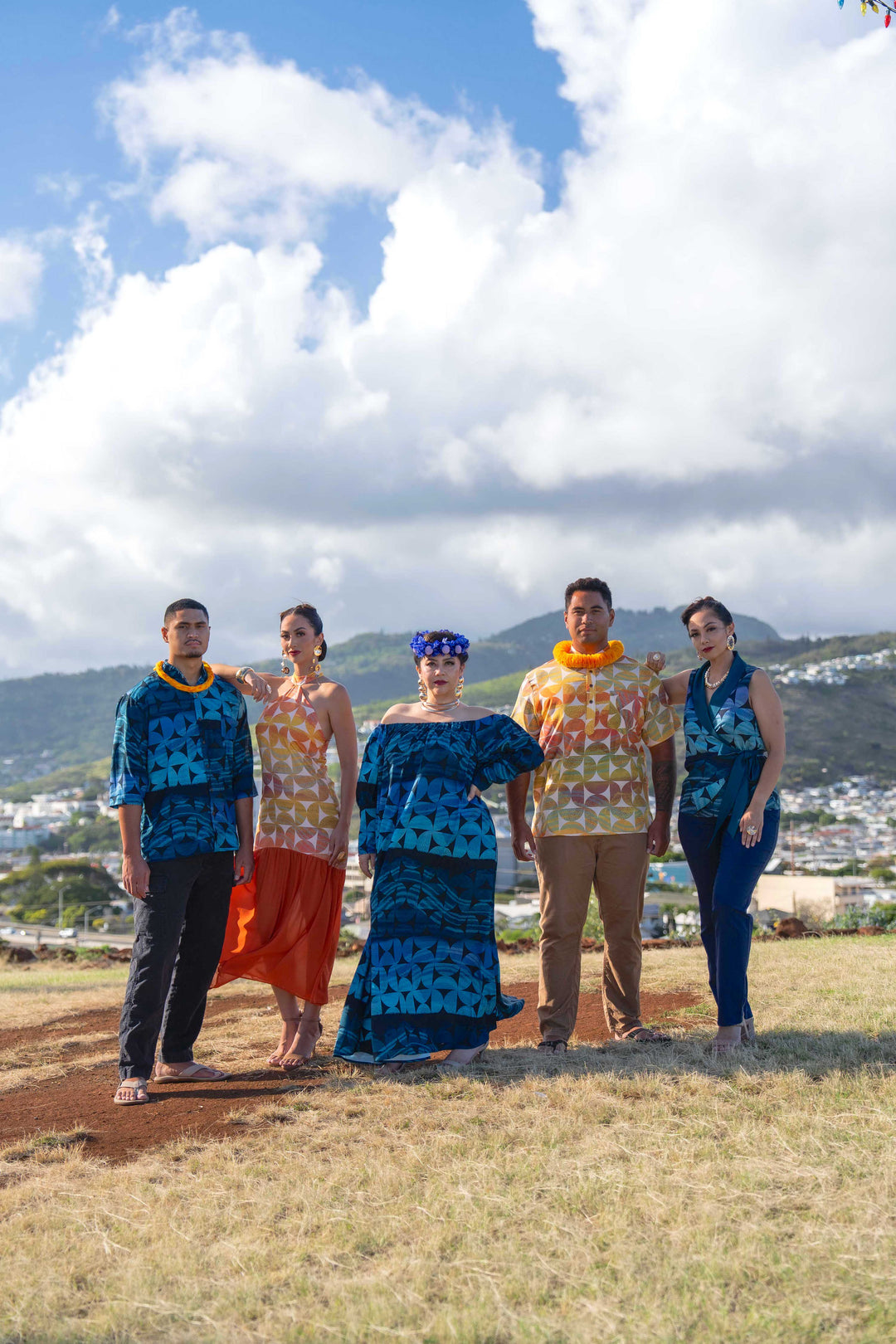 ʻOliʻoli Pullover Aloha Shirt in Alaula