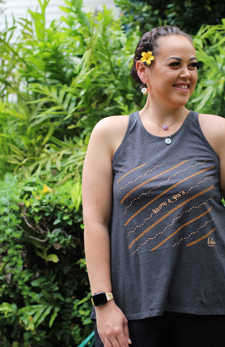 Charcoal Humu A Paʻa Wahine Racerback Tank