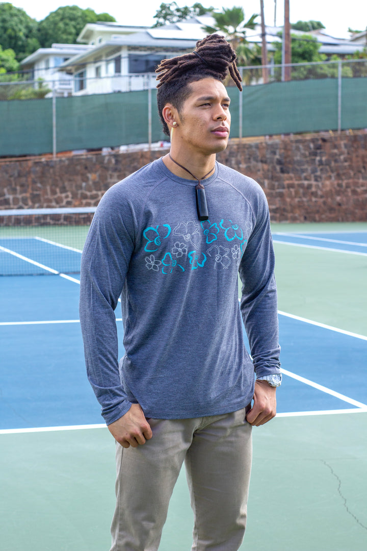Long-Sleeve Moisture Wicking Gray Kenikeni Bar Unisex Tee