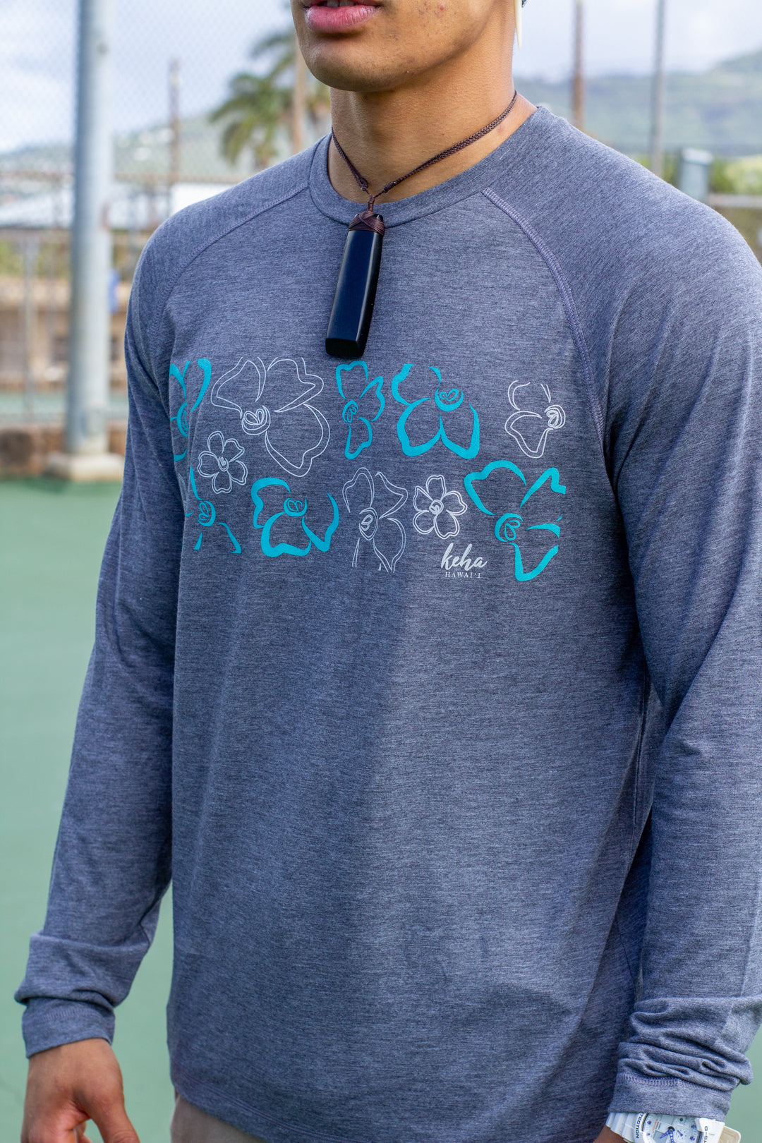 Long-Sleeve Moisture Wicking Gray Kenikeni Bar Unisex Tee