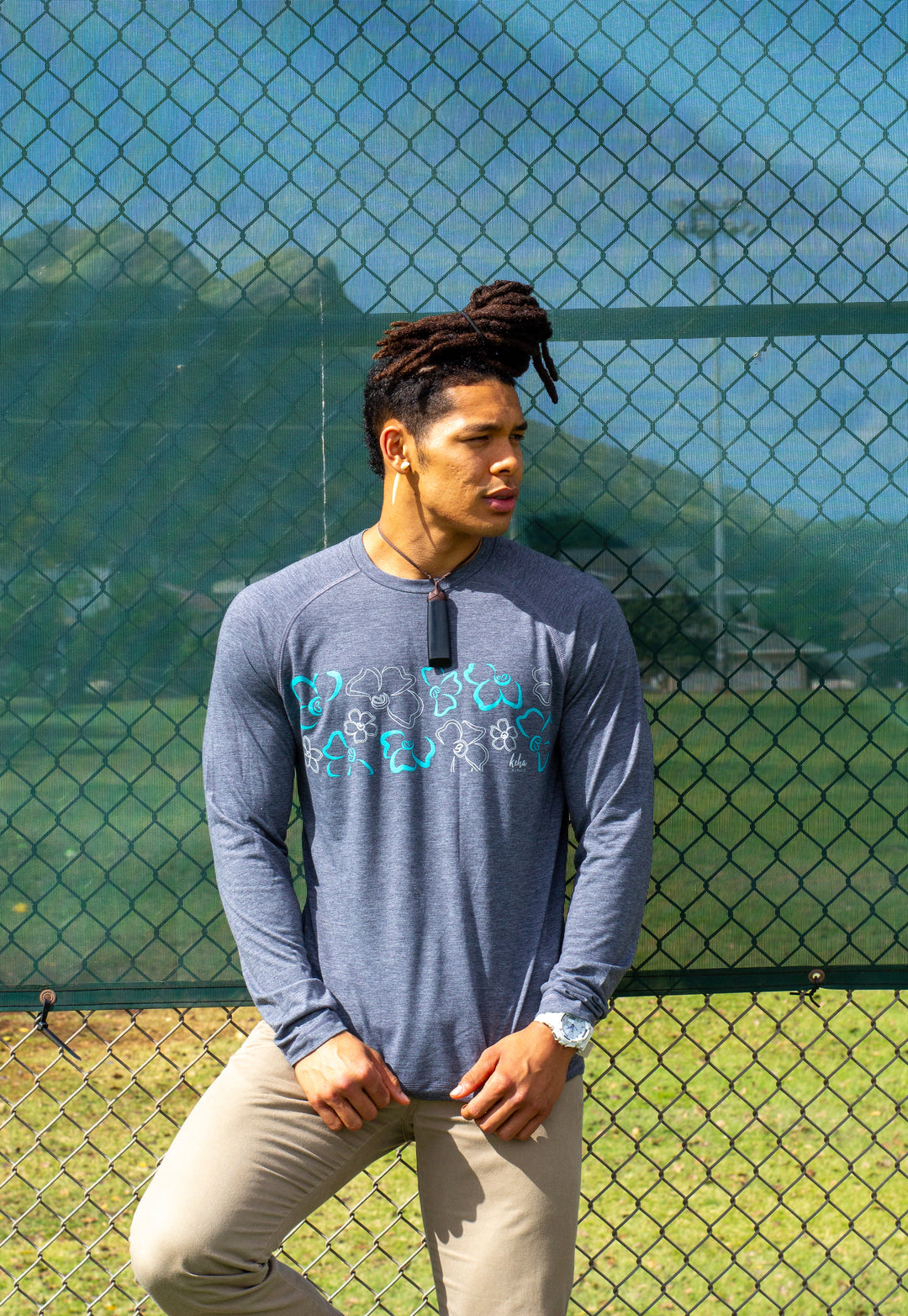 Long-Sleeve Moisture Wicking Gray Kenikeni Bar Unisex Tee