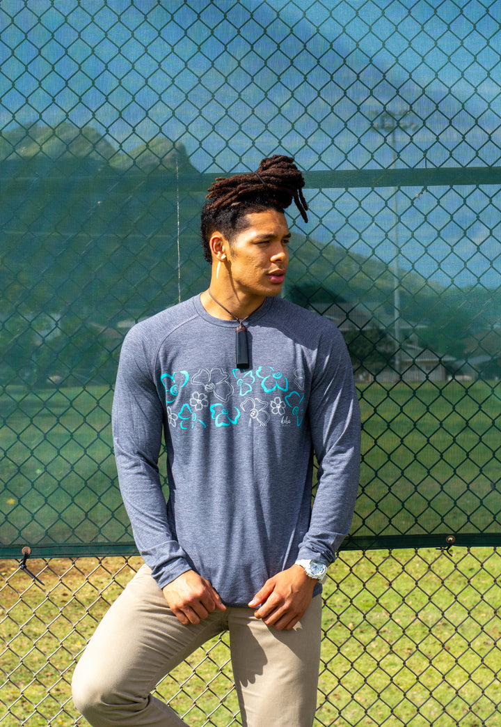 Long-Sleeve Moisture Wicking Gray Kenikeni Bar Unisex Tee