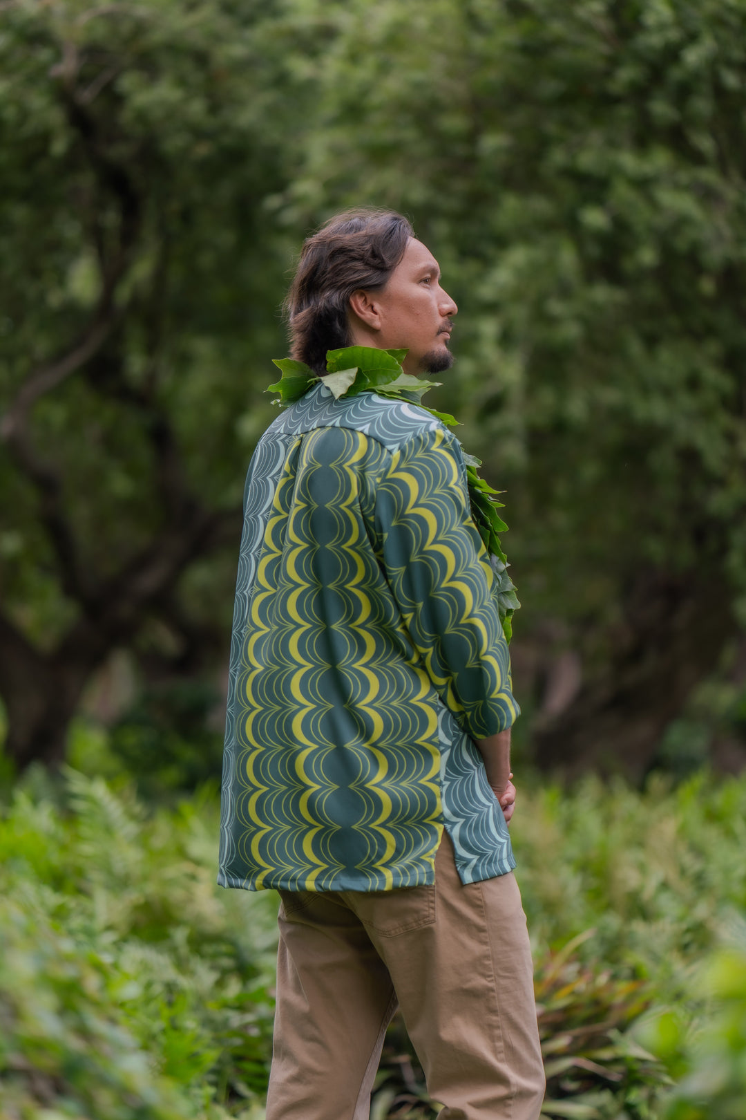 Hāliʻaliʻa 3/4 Sleeve Pullover Aloha Shirt in Liko