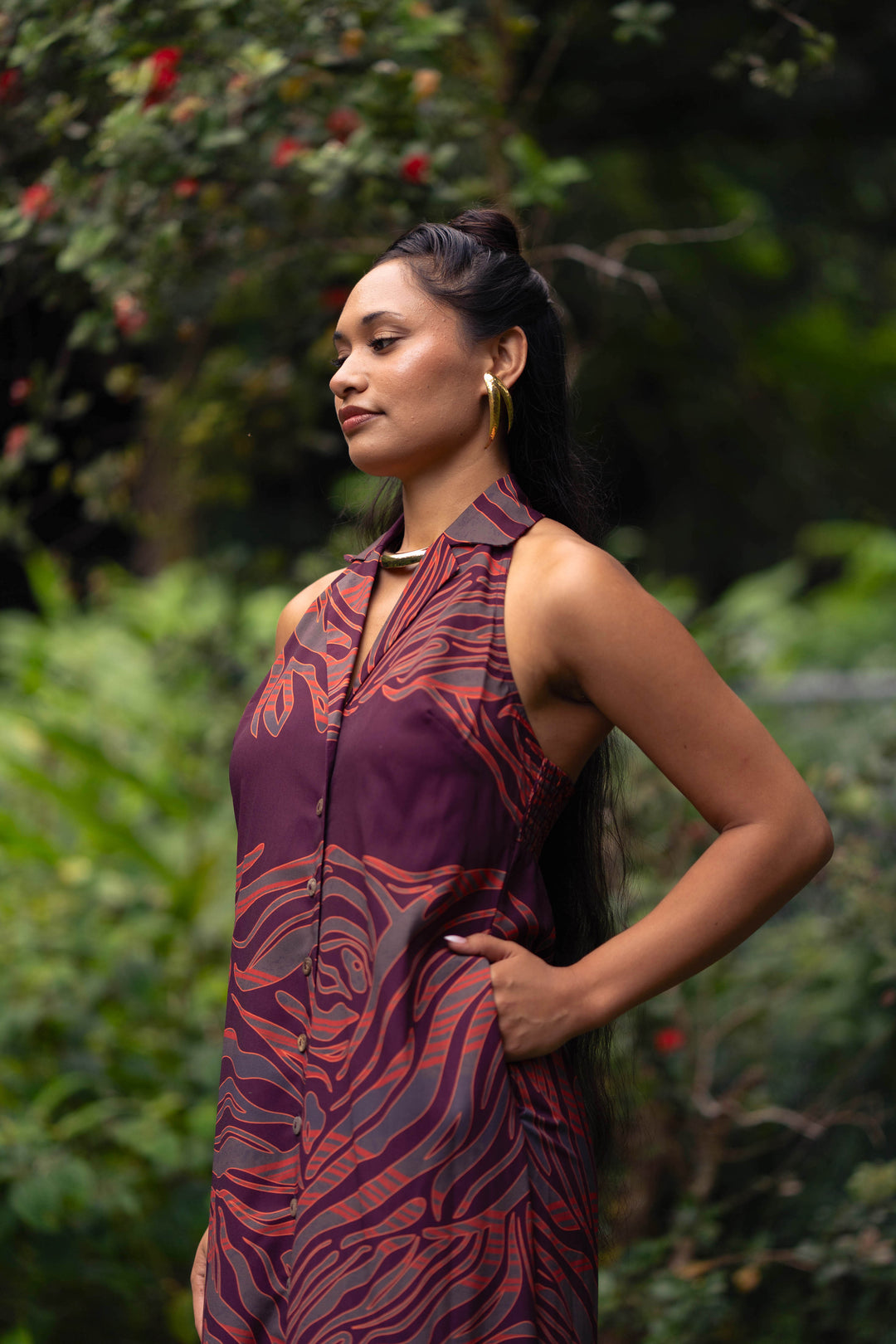 Kūkulu Halter Dress in Pele