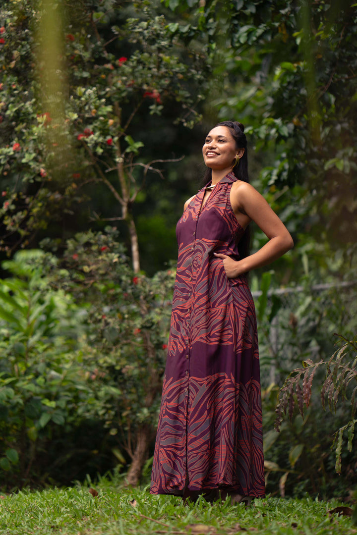 Kūkulu Halter Dress in Pele