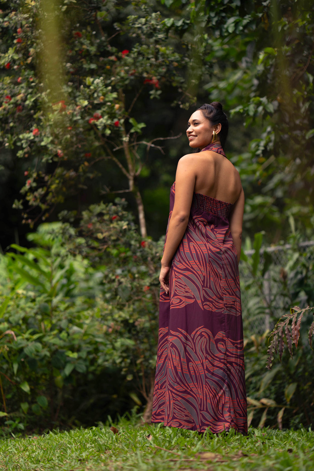 Kūkulu Halter Dress in Pele
