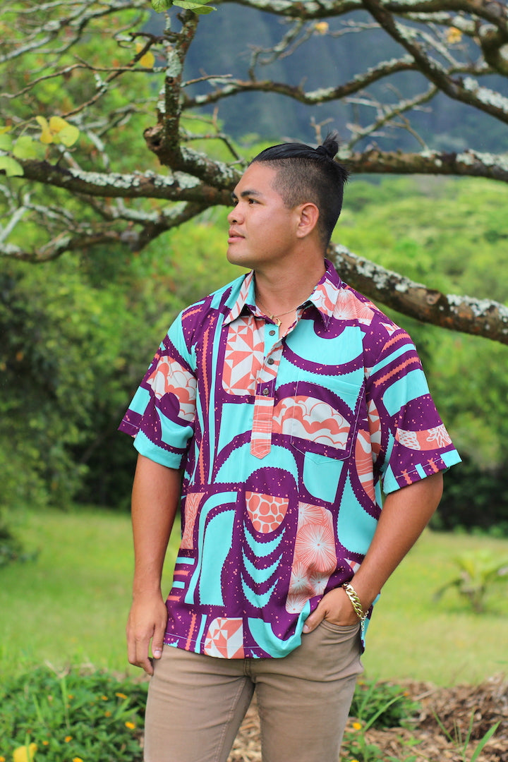 ʻOliʻoli Pullover Aloha Shirt in Kaiao