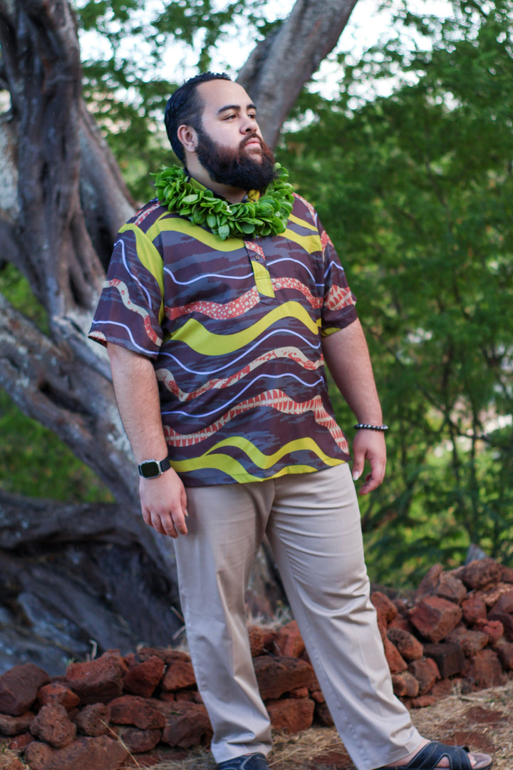 ʻOliʻoli Pullover Aloha Shirt in Mole