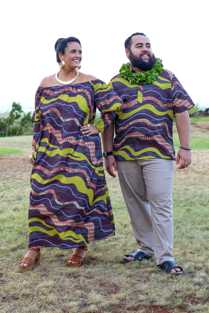 ʻOliʻoli Pullover Aloha Shirt in Mole