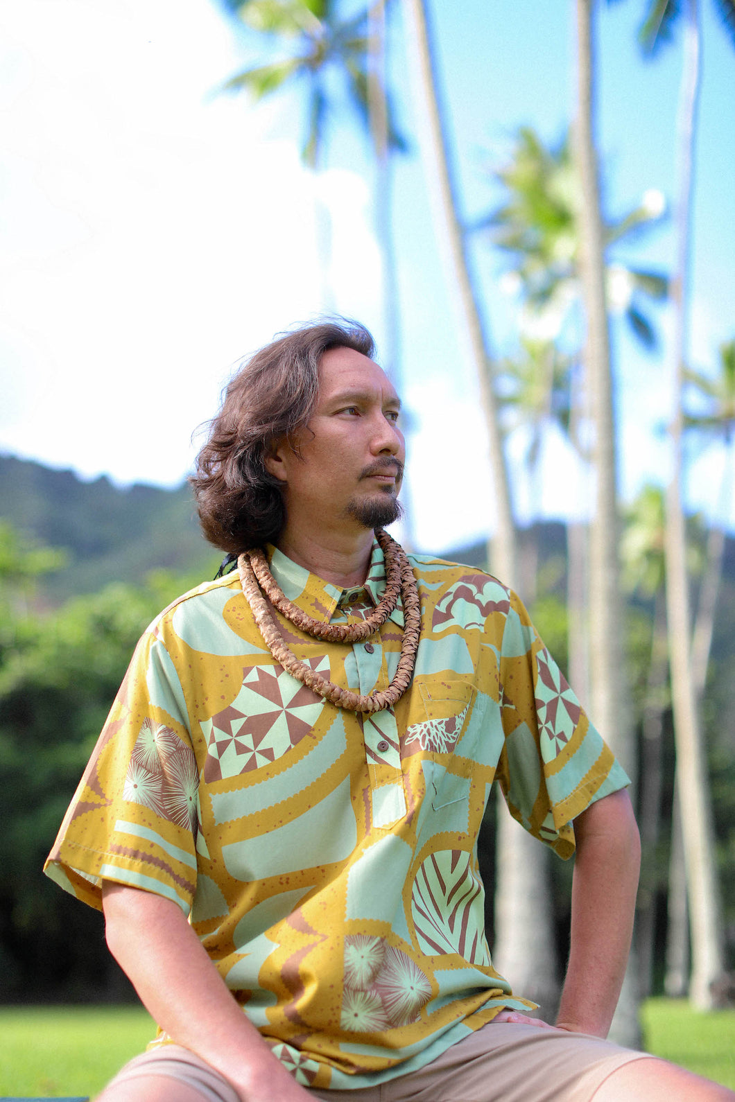 ʻOliʻoli Pullover Aloha Shirt in Limu