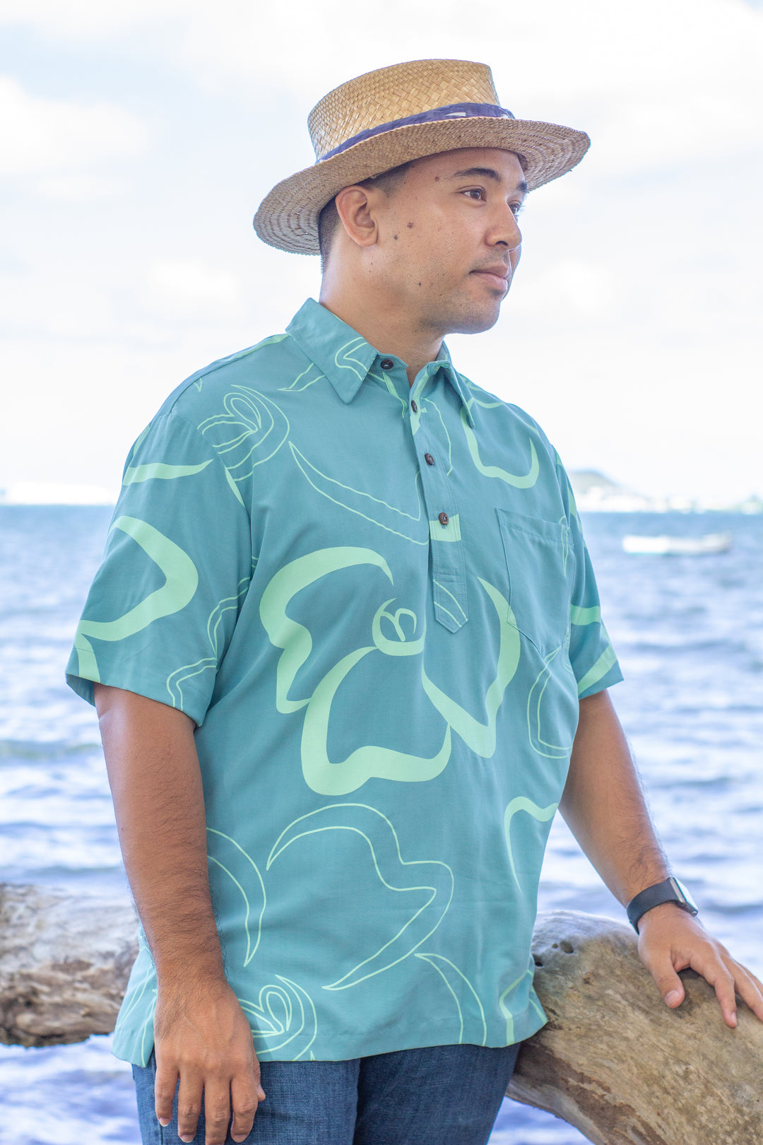 ʻOliʻoli Pullover Shirt in Sky Blue Kenikenialoha