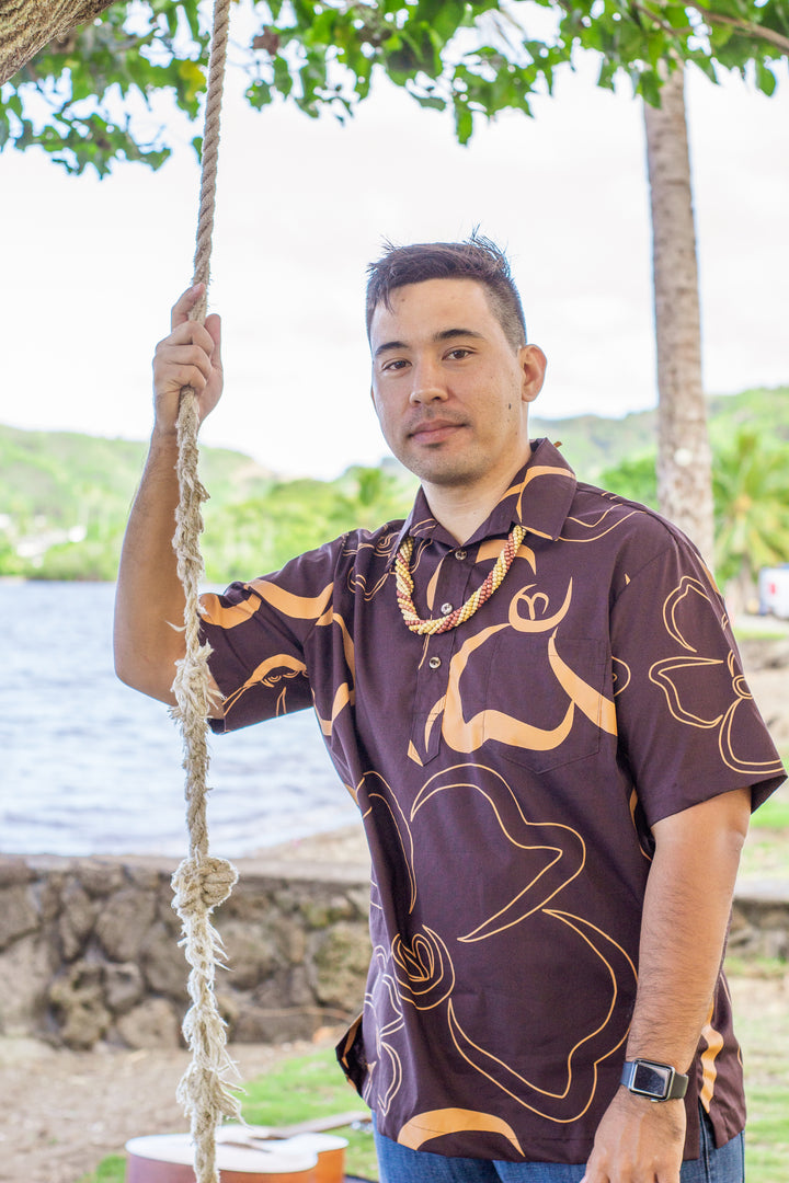 ʻOliʻoli Pullover Shirt in Chocolate Kenikenialoha