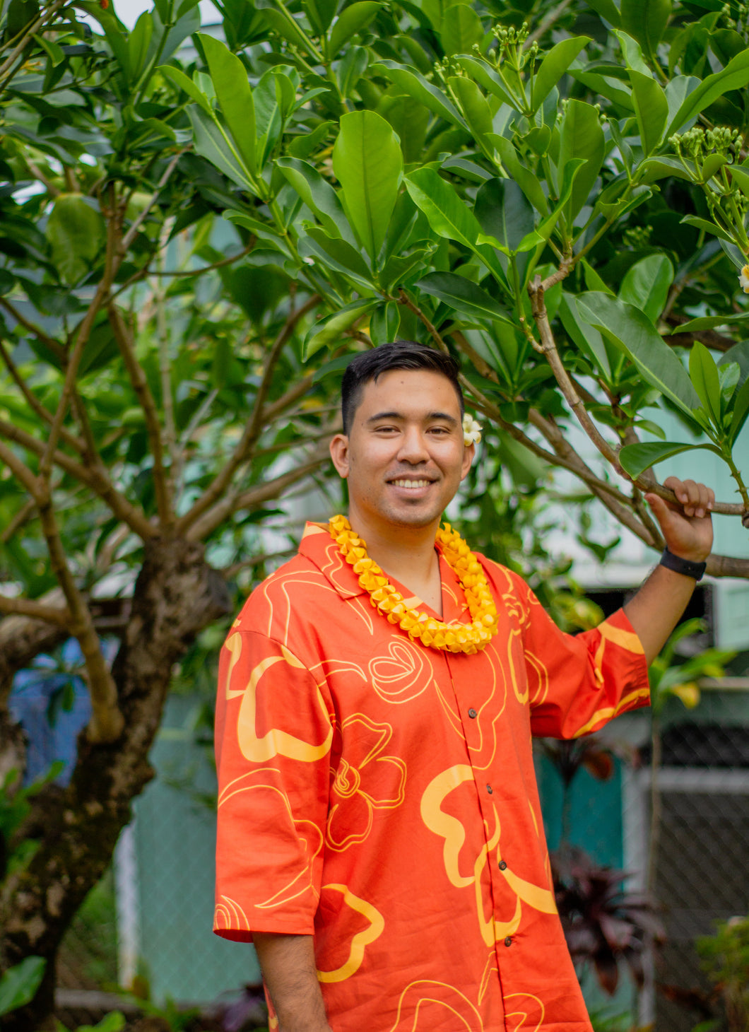 Hāliʻaliʻa 3/4 Sleeve Shirt in Pumpkin Kenikenialoha